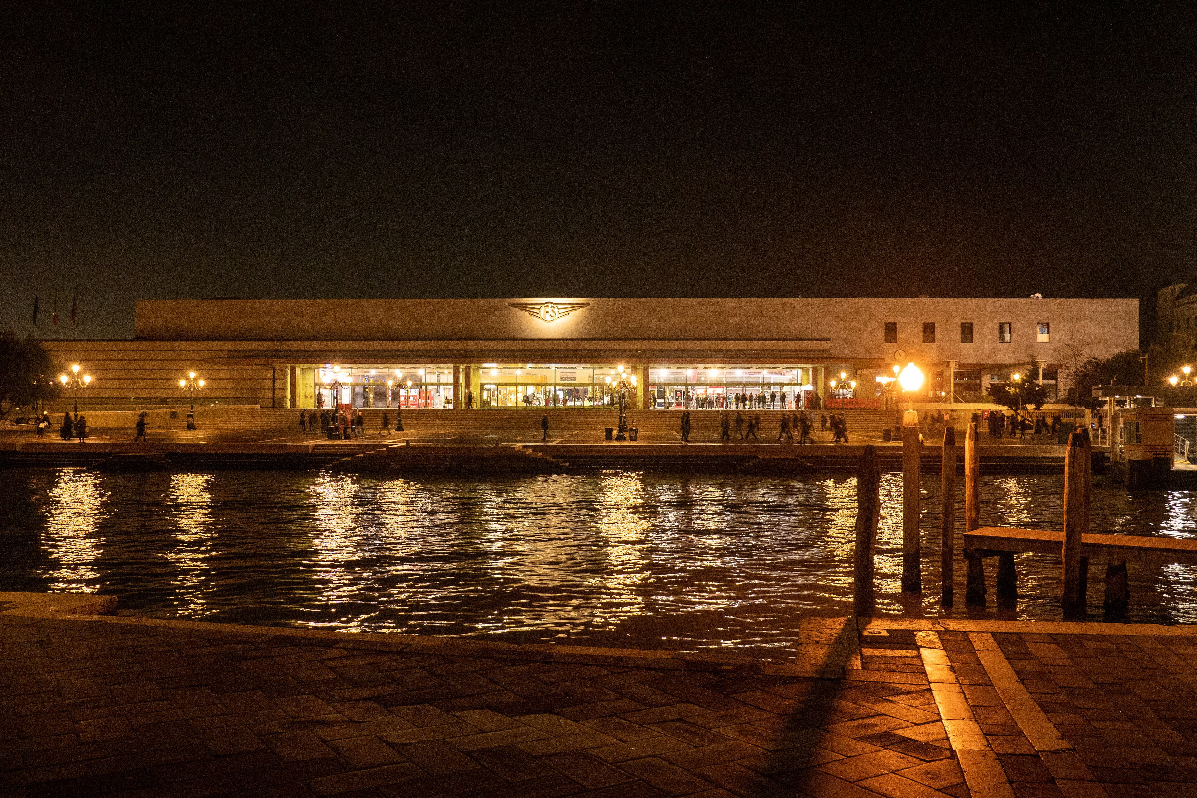 Venezia Santa Lucia railway station seen across the Grand Canal in the evening